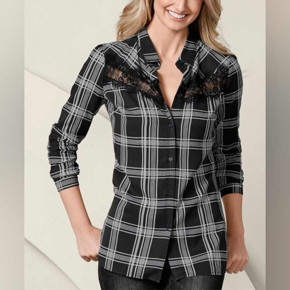 Venus Plaid Button Down long sleeve